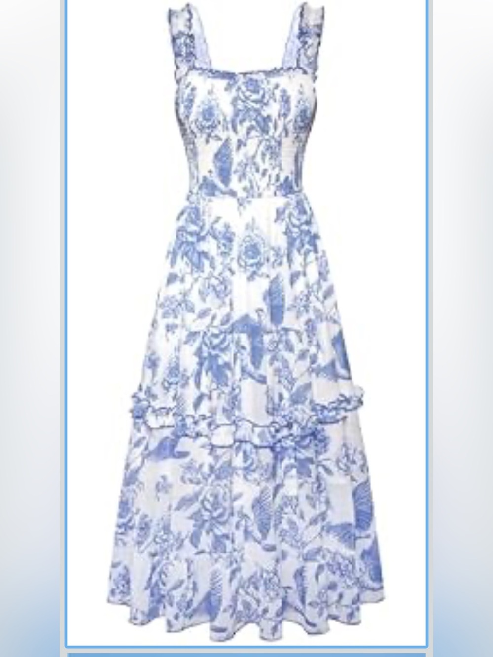 Scarlet darkness Blue & White Floral Ruffle Maxi Dress NWT